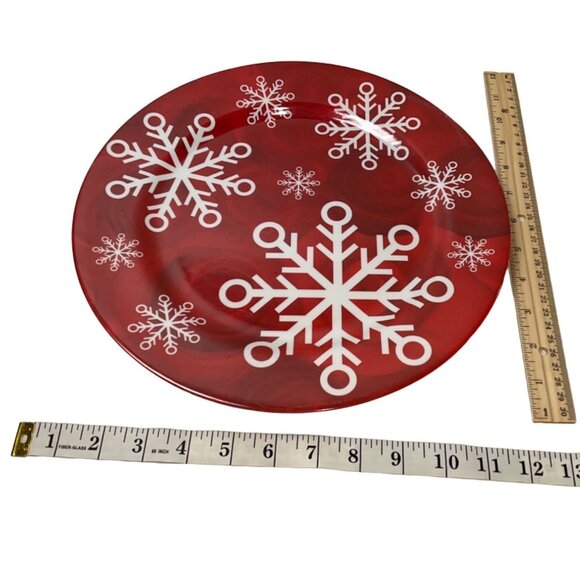 Red & White Melamine Christmas Plate & Divided Tray Set With Snowflakes & Trees - Picture 3 of 9